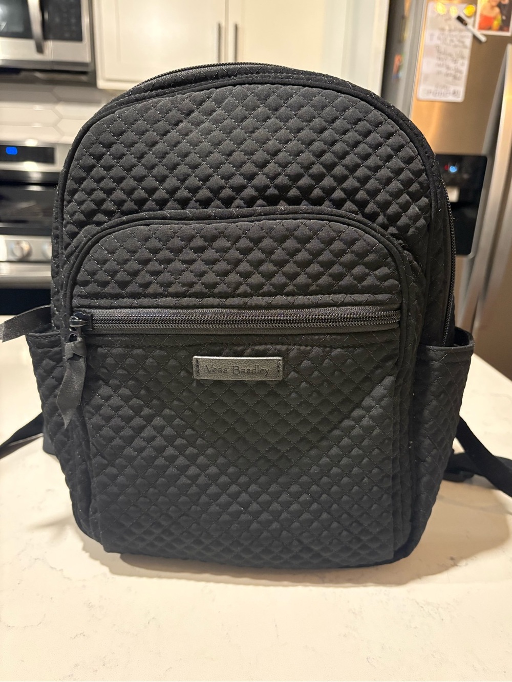 Vera Bradley Black Quilted Mini Backpack With Front Pocket